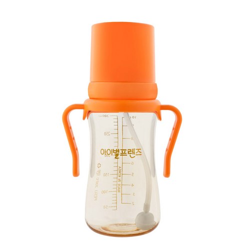 아이별프렌즈 국내 제조 PESU 빨대컵 300ml, 오렌지, 1개