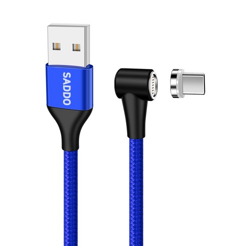 사또 3세대 USB C타입 커넥터 + ㄱ자형 마그네틱 고속충전 케이블 1m 세트, 블루, 1세트