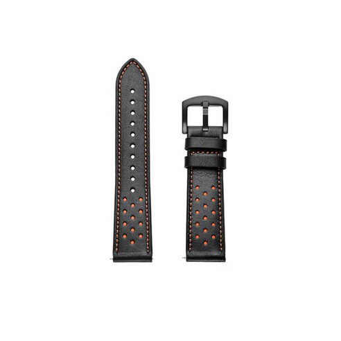 인뮤즈 갤럭시 프론티어/기어S3/워치3 22mm 투톤 가죽 시계줄 (45/46mm 호환 가능), 블랙, 1개