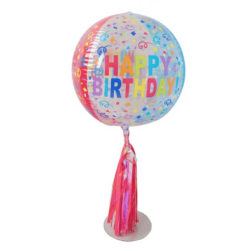 파티쇼 오브은박풍선 스탠드 태슬수술홀로그램 35cm 세트, 생일컬러풀스트리머스 + 레드, 1세트