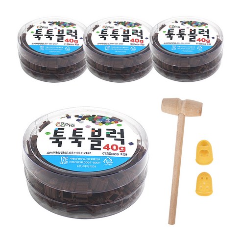 이지피아 툭툭 나노블럭 40g x 4p + 망치 + 골무 2p 세트, 밤색, 1개