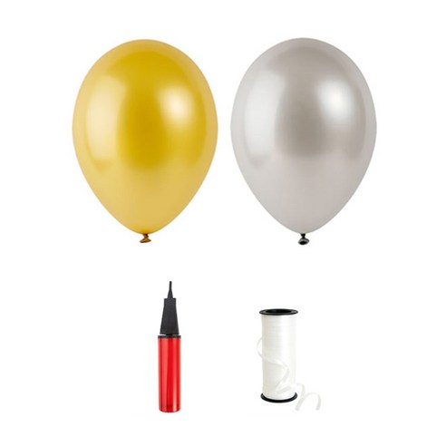 로켓 풍선 30cm 200p + 손펌프 + 양면 테이프 200p + 컬링 리본 5mm x 90m 세트, 펄 쥬얼리, 1세트