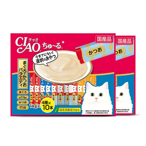 츄르 고양이 간식 참치 SC132 40p, 참치 가다랑어 버라이어티, 2개
