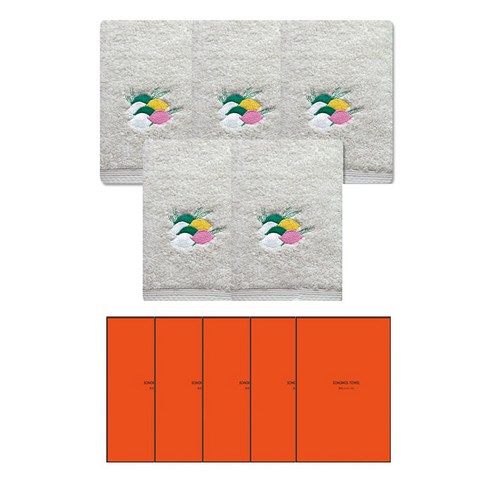 송월타월 명절놀이 수건 160g 40수 코마사 + 케이스 세트, 수건(베이지), 케이스(랜덤발송), 5세트