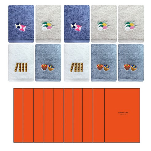 송월타월 명절놀이 수건 160g 40수 코마사 + 케이스 세트, 랜덤발송, 10세트