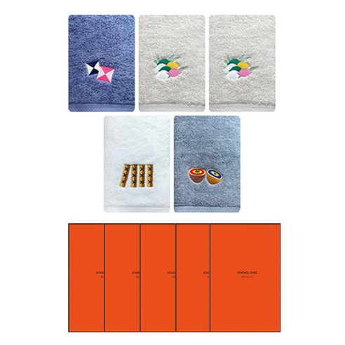 송월타월 명절놀이 수건 160g 40수 코마사 + 케이스 세트, 랜덤발송, 5세트