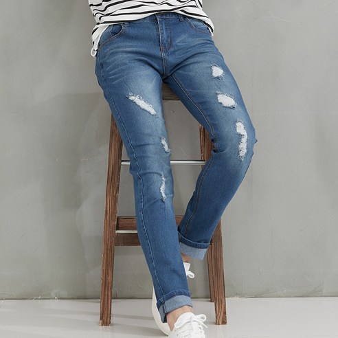 진마니아 남성용 와일드 리얼블루 워싱 스판 슬리핏 일자진 MJS-003
