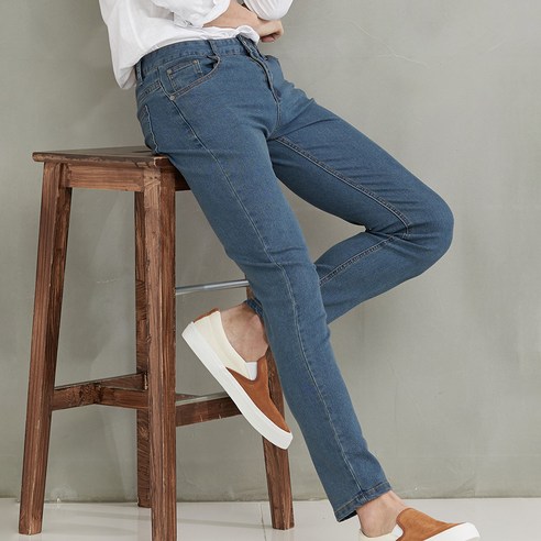 진마니아 남성용 울트라 베이직 리얼블루 스판 슬림핏 일자진 MJS-007