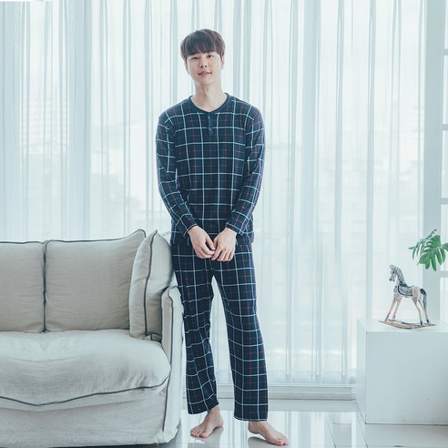 씨엘스토리 남성용 라운드잠옷 상하세트