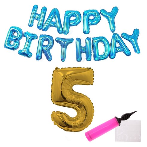 리빙다 블루생일풍선세트 골드5, 랜덤발송, 1세트
