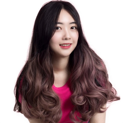 웨이브 붙임머리 블랙 5p, 애쉬핑크, 1세트