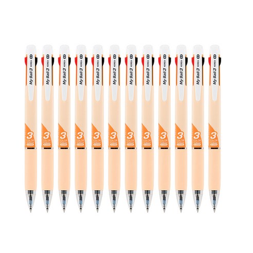 마이펜 마이볼 3색볼펜 0.5mm, 피치, 12개
