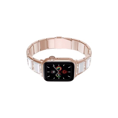 비쉐르 애플워치 5 보석루비체인 메탈 밴드 스트랩 44mm, 화이트골드, 1개