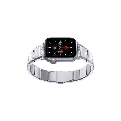 비쉐르 애플워치 4 보석루비체인 메탈 밴드 스트랩 44mm, 화이트실버, 1개