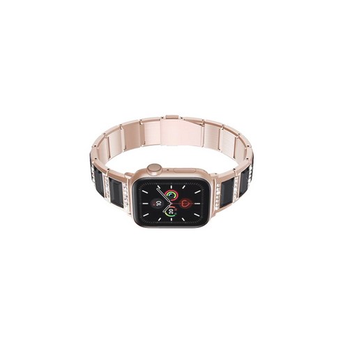 비쉐르 애플워치 5 보석루비체인 메탈 밴드 스트랩 40mm, 블랙골드, 1개