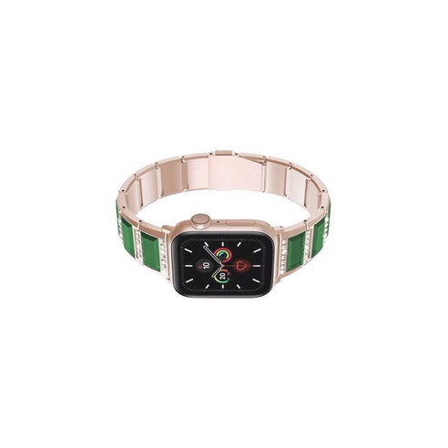 비쉐르 애플워치 5 보석루비체인 메탈 밴드 스트랩 40mm, 그린골드, 1개