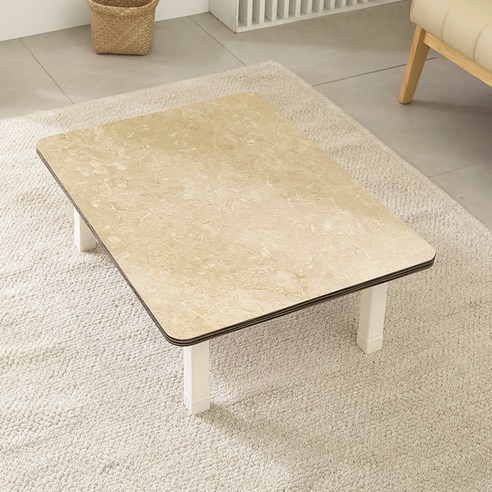 좌식 접이식 테이블 800 x 600 cm, 대리석(상판) + 화이트(상다리)