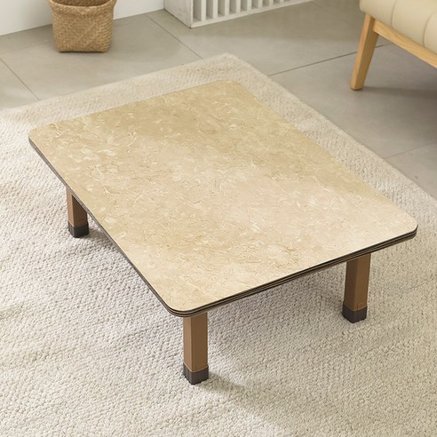 좌식 접이식 테이블 800 x 600 cm, 대리석(상판) + 브라운(상다리)