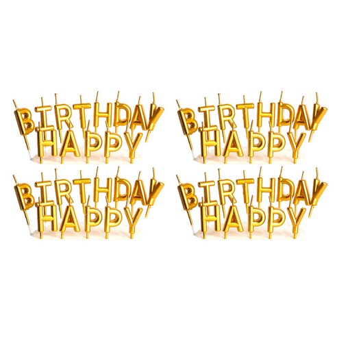 파티팡 생일캔들 HAPPY BIRTHDAY, 메탈릭골드, 4세트
