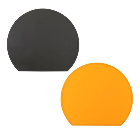 블룸엣홈 실리콘 하프 식탁매트 2종 세트, 차콜, 오렌지, 37 x 32.5 cm