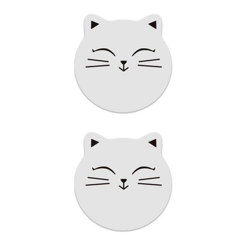 GUNU 규조토 고양이 코스터 2p, 웃는고양이 화이트