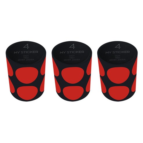 폼텍 마이 스티커 도트 25mm 1롤, 04 RED, 3개
