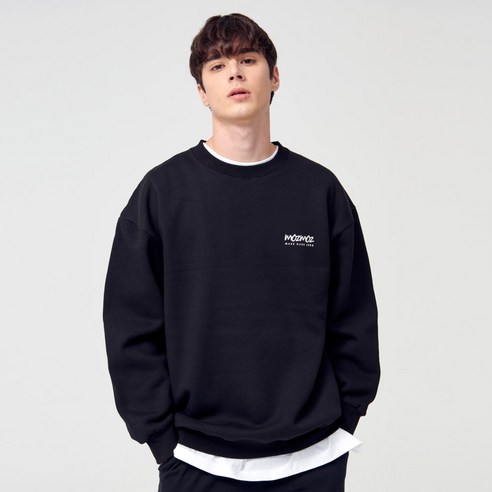 모즈모즈 아웃라인 로고 쭈리기모 빅사이즈 오버핏 맨투맨