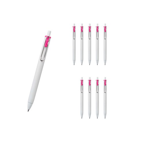 유니볼 원 중성 잉크펜 0.5mm, 핑크, 10개
