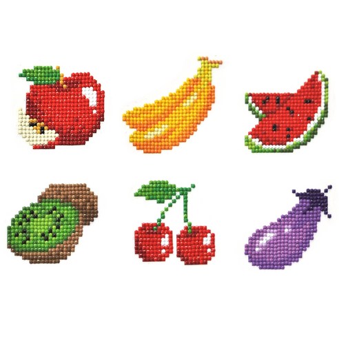 블링블링 어린이 보석 십자수 과일 야채 냉장고 자석 DIY, 2, 1세트