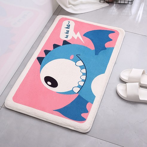 알럽홈 애니멀페이스 현관 욕실 바닥 매트, 29핑크블루몬스터