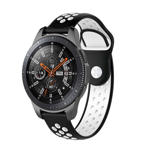 갤럭시워치 실리콘 스트랩 스포츠 밴드 20/40/42 mm, 블랙 + 화이트, 1개