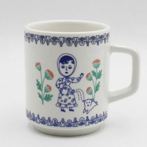 일러스트 빈티지 머그잔 350ml, 가드닝, 1개
