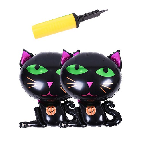 할로윈 은박풍선 슈퍼쉐입 2p + 손펌프 랜덤발송, 검은고양이, 1세트