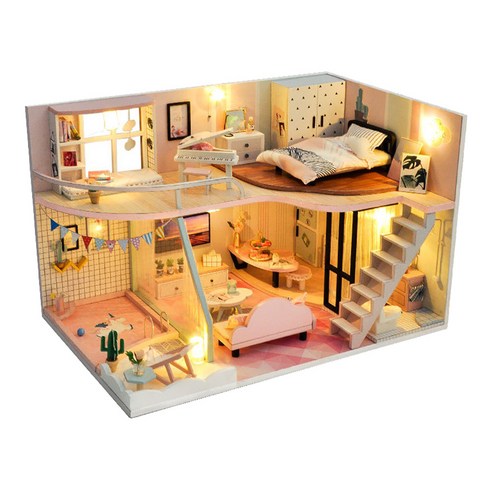 꼬미딜 DIY 미니어처하우스 중형 47 모던하우스 라이트 + 제작도구, 혼합색상