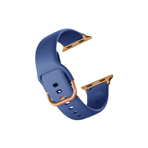 비쉐르 골드 버클 라운드 애플워치 3 실리콘 밴드 스트랩 42mm, 블루, 1개