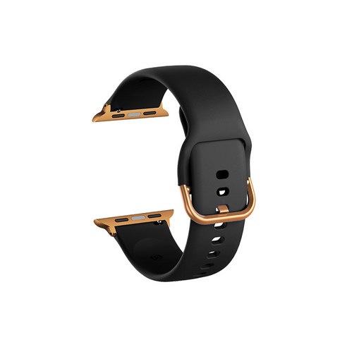 비쉐르 골드 버클 라운드 애플워치 1 실리콘 밴드 스트랩 42mm, 블랙, 1개