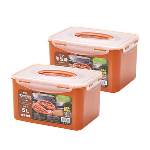 황토락 진공밀폐 김치통, 5L, 2개