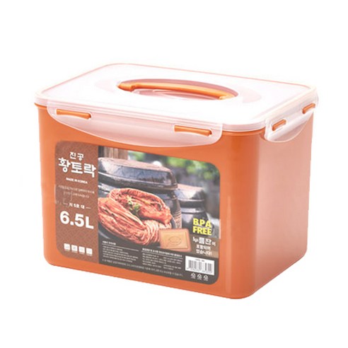 황토락 진공밀폐 김치통, 6.5L, 1개