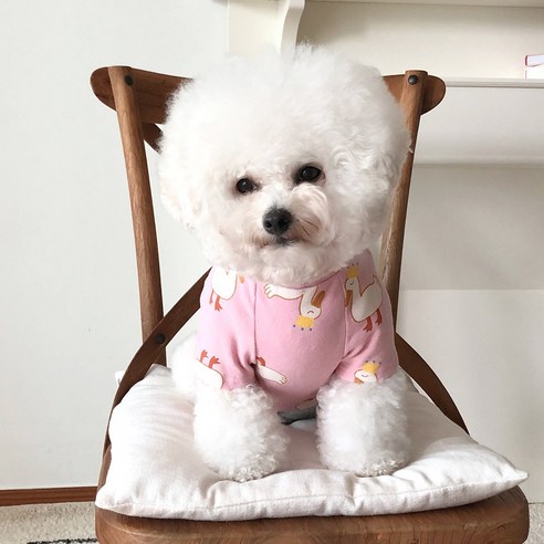 바이담수미 강아지 도톰오리 티셔츠, 핑크