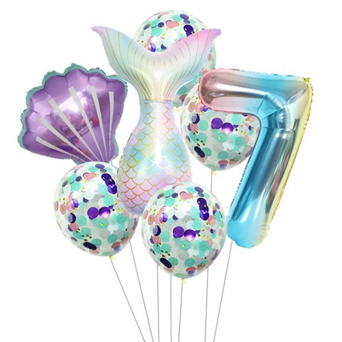 이모쿠비 생일파티 숫자풍선세트, 머메이드 7, 1세트