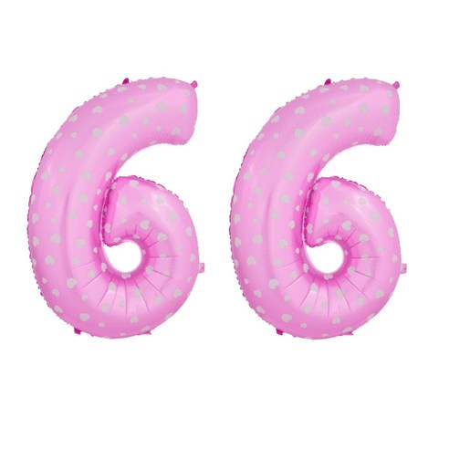 핑크하트 숫자 은박풍선 대, 6, 2개