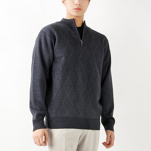 남성용 데일리 실켓 기모 집업 니트B