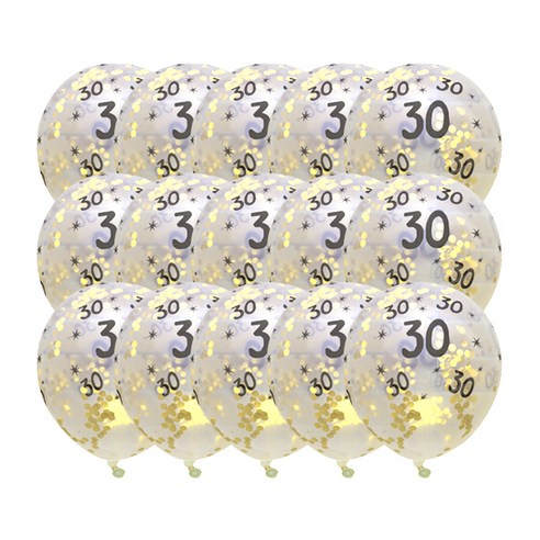 마켓감성 생일파티풍선 숫자 스팽글, 골드(숫자30), 15개