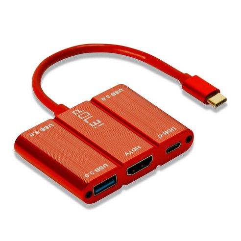 이탑 Type C USB 3.0 허브 HDMI C타입 멀티 커넥터 ET-M3000, 레드, 1개