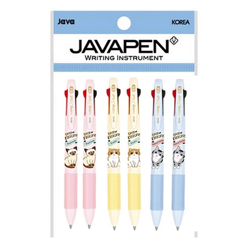 자바펜 나옹 3볼 초저점도 유성볼펜 3종 0.5mm, 블루, 핑크, 옐로우, 2세트