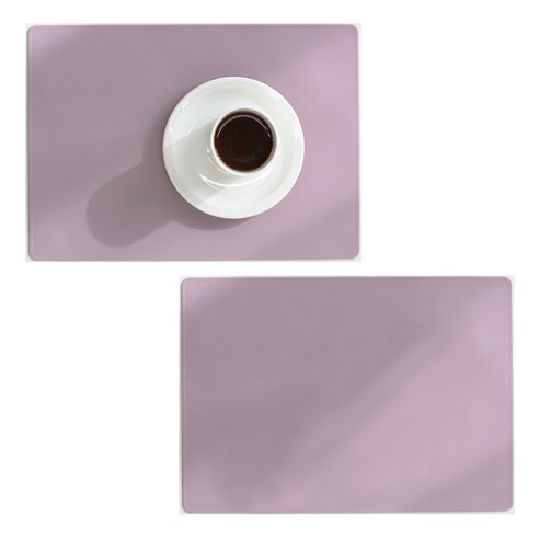 아카시아 파스텔 실리콘 사각 식탁 매트 2p, 바이올렛, 38 x 26.7 x 0.12 cm