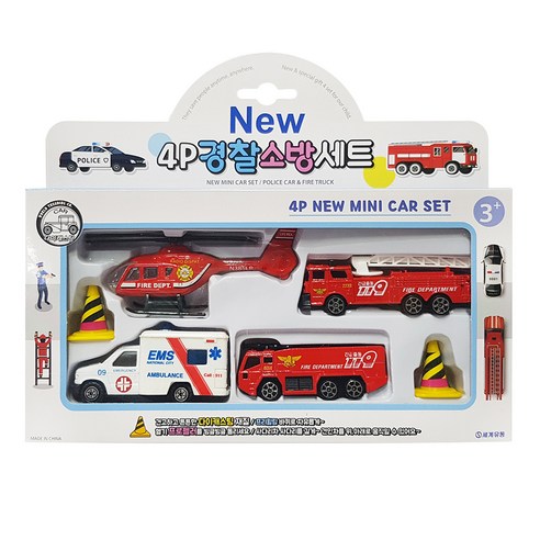 pioneer toys NEW 4P 경찰소방세트 소방, 혼합색상, 1세트