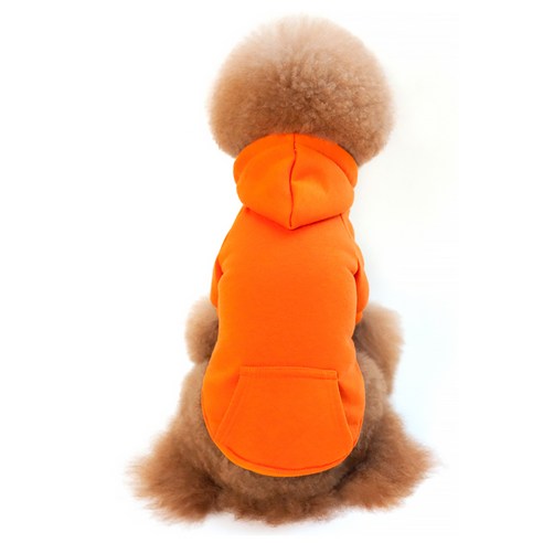 알럽펫 강아지 단색 포켓 스웨터 후드티, 오렌지