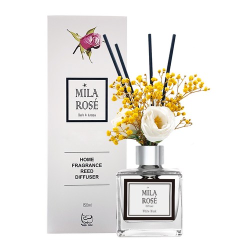 밀라로제 프리저브드 플라워 프리미엄 부케 디퓨저 150ml, 화이트머스크