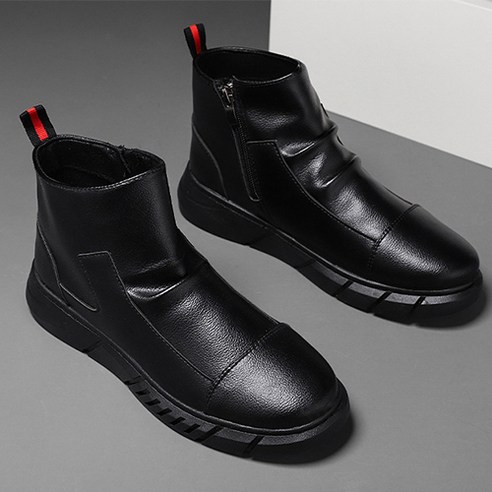 더플로우컴퍼니 남성용 자연스러운 주름 키높이 부츠 4cm